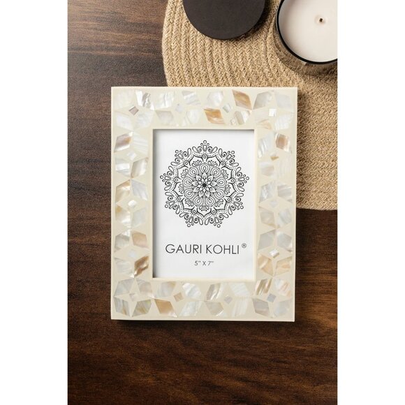 NEW Gauri Kohli Uday Picture Frame  5" X 7" Handcrafted Mother Of Pearl Mosaic G - Picture 1 of 16